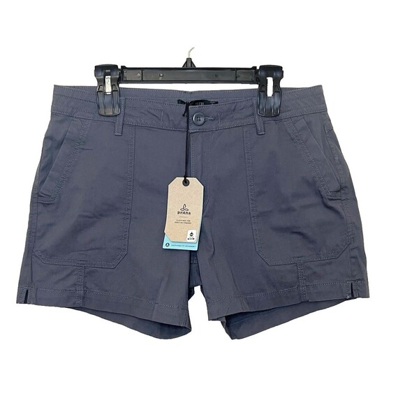 PRANA Elle Shorts 5" Inseam Organic Cotton Chalkboard Gray Outdoors Hiking Sz 12 - Picture 1 of 9
